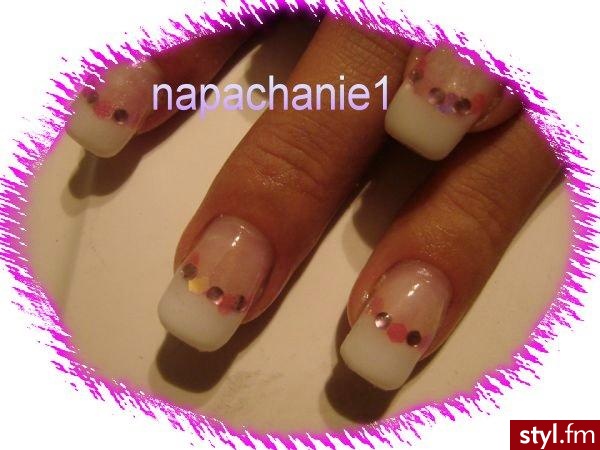 french,holo i cekiny - Paznokcie