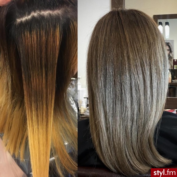  Metamorfoza fryzjer warszawa sombre z Olaplex salon for hair - Blond Rozpuszczone Proste Na co dzień Średnie Fryzury
