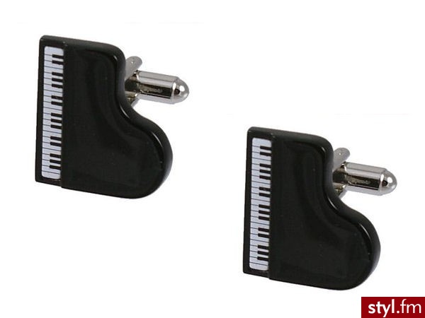 Galante Spinki do mankietów Pianino Czarne PS-912 - Opaski i spinki Dodatki Moda