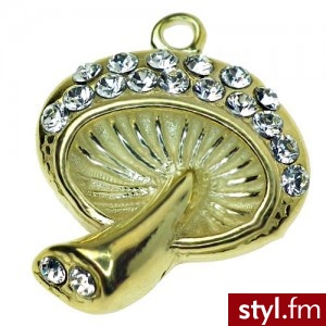 Charms grzybek z kamieniami Swarovski srebro 925 pozłacane - Wisiorki Biżuteria Moda