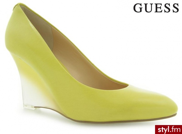 Guess TRIPPER2 zEPPA WEDGE LEATHER YELLO - Koturny Buty Moda