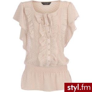 Beige gold spot ruffle top - Dorothy Perkins - Polyvore. Pobrano ze strony: http://www.polyvore.com/cgi/thing?id=24307859 - Pozostałe Ciuchy Moda