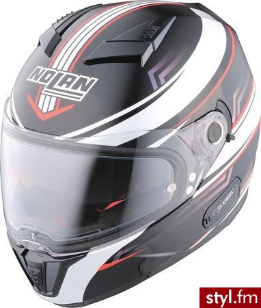 Kask NOLAN N86 FLOW N-COM, czarno-biało-czerwony - Pozostałe Buty Moda