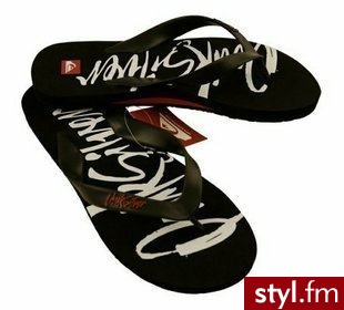 Quiksilver Klapki męskie ECHO SCRIPT czarne roz.47 - Klapki Buty Moda