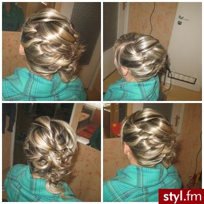 Blond Kok Kręcone Wieczorowe Średnie Fryzury