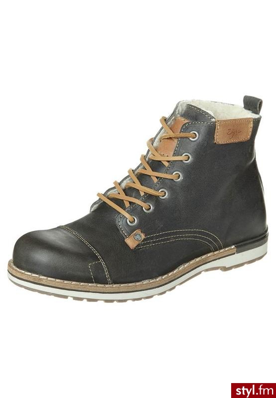 Zign Botki sznurowane szary - Botki Buty Moda