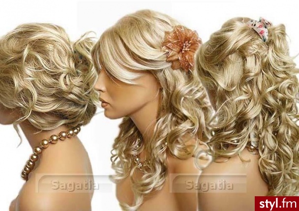 blond - Kręcone Na co dzień Średnie Fryzury
