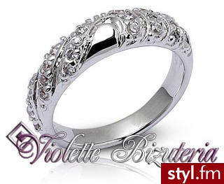 Violette Srebrna obrączka z diamentowymi cyrkoniami RS1317 - Pierścionki Biżuteria Moda