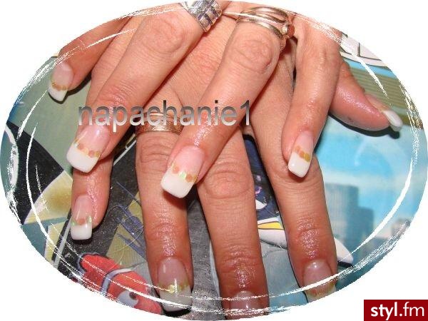 french plus holo zielone - Paznokcie