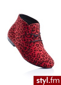 Bonprix Botki czerwony w tygrysie cętki 904038_22127 - Botki Buty Moda