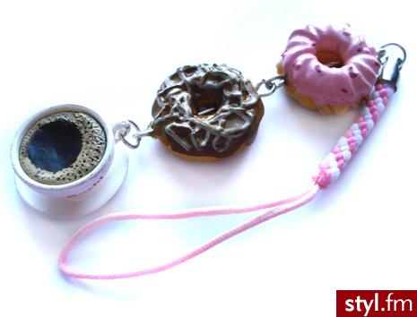 Idealny poranny mix - kawa i pączki - breloczek do telefonu - 6 GBP - Pozostałe Dodatki Moda