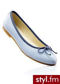 Bonprix Baleriny skórzane niebieski indygo - Balerinki Buty Moda