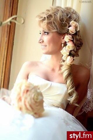 Blond Warkocze Proste Ślubne Długie Fryzury