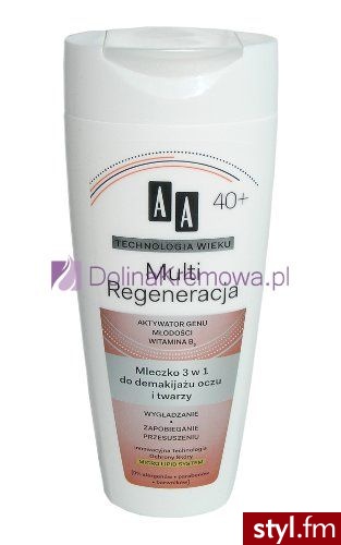 OCEANIC AA Technologia Wieku Multi Regeneracja 40+ Mleczko 3 w 1 do demakijażu oczu i twarzy 200 ml - Emu Buty Moda