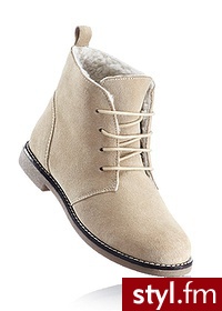Bonprix Botki skórzane beżowy 909073_25144 - Botki Buty Moda
