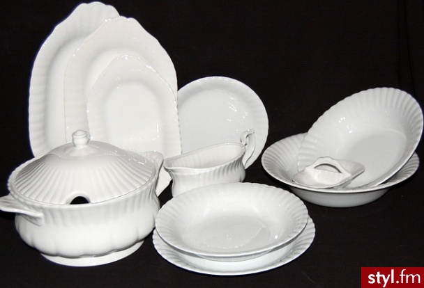 Porcelana chodzież serwis obiadowy 12 os iwona biała - Pozostałe Biżuteria Moda