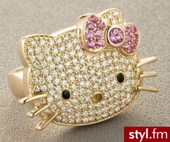złoty pierścionek Hello Kitty - Pozostałe Dodatki Moda
