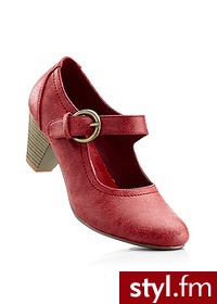 Bonprix Czółenka z paskiem czerwony 961386_22179 - Czółenka Buty Moda
