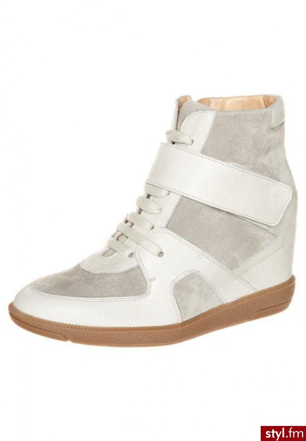 Zign Botki na koturnie szary - Botki Buty Moda