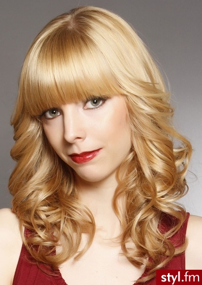 Blond Rozpuszczone Kręcone z grzywką Wieczorowe Długie Fryzury