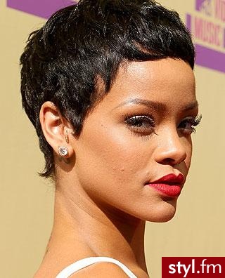 rihanna - Czarne Rozpuszczone Proste Na co dzień Krótkie Fryzury