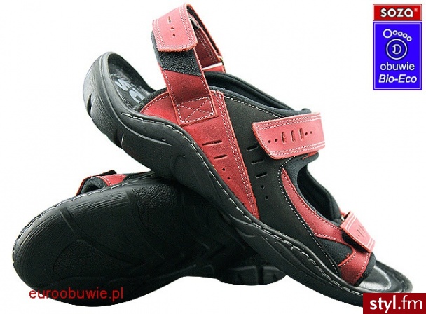 SOzA Bio Eco Obuwie Męskie Sandały SO-627-G Czerwony - Sandały Buty Moda