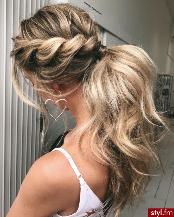 Blond Warkocze Proste Na co dzień Długie Fryzury
