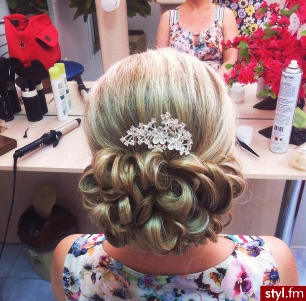 Blond Upięcie Kręcone Ślubne Długie Fryzury