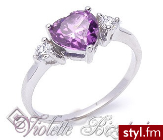 Violette Srebrny pierścionek serce Ametystu 971 - Ametyst - Pierścionki Biżuteria Moda