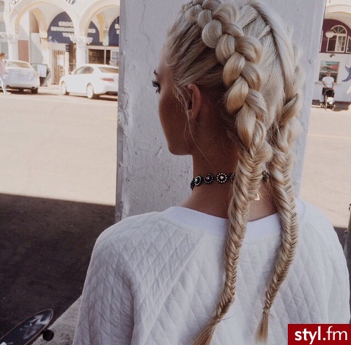 Blond Warkocze Proste Na co dzień Długie Fryzury