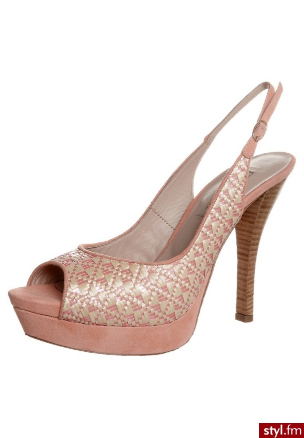 Pura Lopez Szpilki Peep Toe pomarańczowy - Szpilki Buty Moda