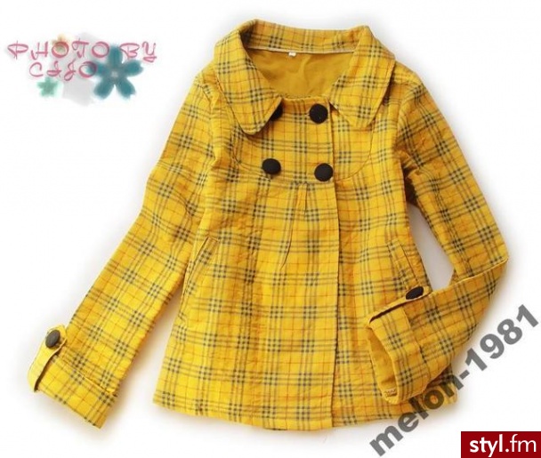 Żółty płaszczyk, w delikatną krateczke. Krój ala grzybek. Dostępne na allegro
Japan Style - Pozostałe Ciuchy Moda