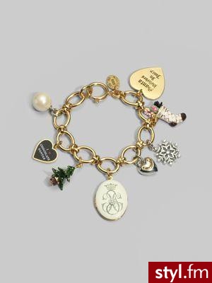 brosnoletka Juicy Couture ze świątecznymi przewieszkami np. choinka, płatek śniegu i skarpety na prezent. CENA: 152$ - Pozostałe Dodatki Moda