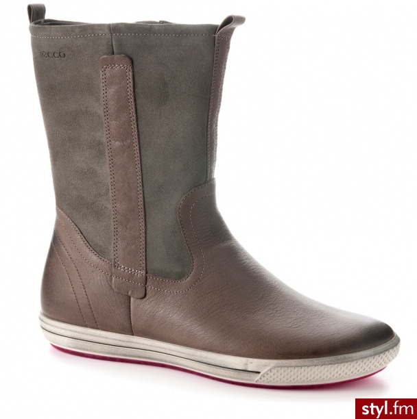 Ecco buty Summer zone Warm Gray 200083 KOZAKI BEŻOWY - Kozaki Buty Moda